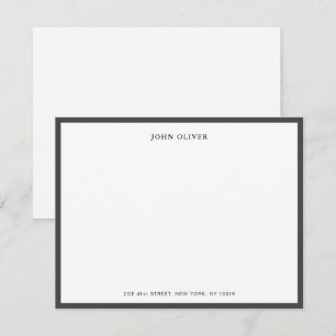 Formellt Grått gräns-anteckningskort för mörk Tack Kort