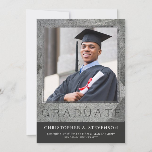 Formellt graverat fotografi av stenfoto Student (Framsida)