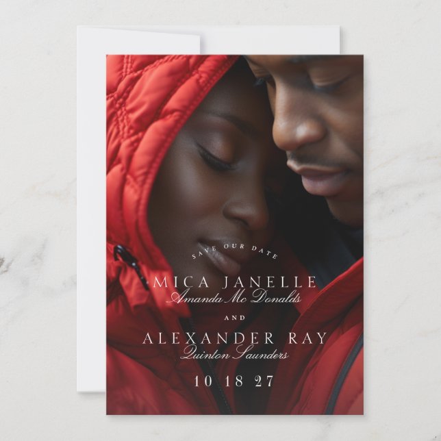 Formellt Grönt för klassiskt sidfoto Spara Datumet (Framsida)