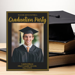 Formellt Guld Black Studenten Photo Party Inbjudningar