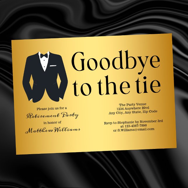 Formellt Guld Black Tie Kostym Pension Party Inbjudningar (Skapare uppladdad)