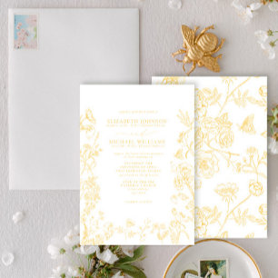 Formellt Guld Chinoiserie Victorian Blommigt Bröll Inbjudningar