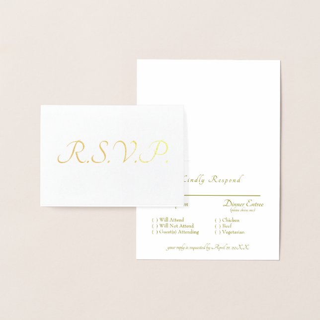 Formellt guld folie RSVP bröllop Folierat Kort (Display)