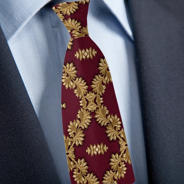 Formellt Guld och Ruby Mönster Necktie Slips (Skapare uppladdad)