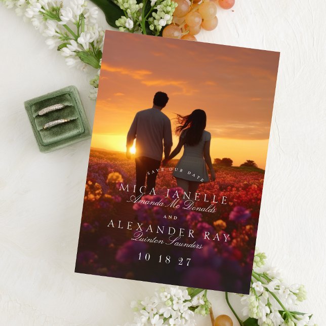 Formellt klassiskt calligrafifoto Spara datumet Magnetisk Inbjudningskort (Skapare uppladdad)