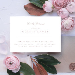 Formellt klassiskt Rosa Taupe Calligraphy Bröllop OSA Kort