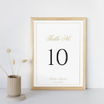 Formellt klassiskt skript, svart och Guld Bröllop Bordsnummer<br><div class="desc">Vi presenterar vårt Bordsnummer Formal Classic Script Black och Guld Bröllop,  ett tidslöst tillägg och elegant till din mottagningsdekor. Med en förfinad svart text parad med lyxuriöst guld-skript på en ren vit bakgrund,  tillför bordsnumret en sofistikering och stil till ditt evenemang samtidigt som gästerna lättare kan hitta sina platser.</div>