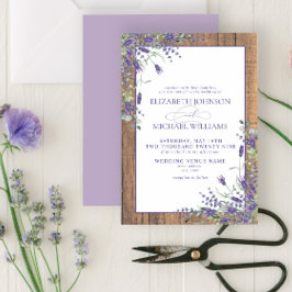 Formellt Lavender Eucalyptus Wood Script Bröllop Inbjudningar