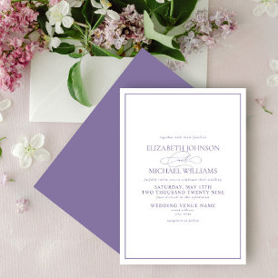 Formellt Lilac Lavender Classic-skript Bröllop Inbjudningar