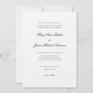 Formellt marint blått och vitt Bröllop Inbjudningar