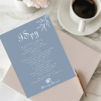 Formellt minimalt Dusty Blue I Spy Bröllop-spel