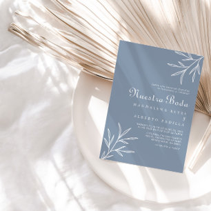 Formellt minimum Dusty Blue Nuestra Boda Bröllop Inbjudningar