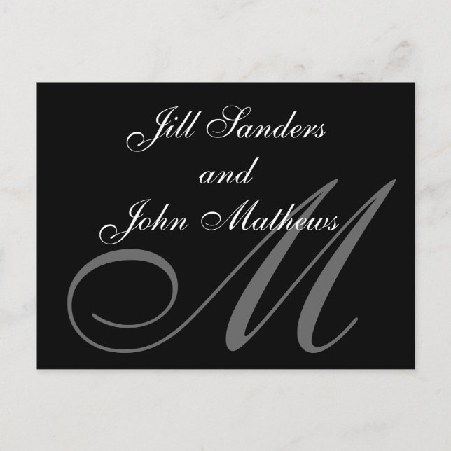 Formellt monogram M Spara datum meddelande (Framsida)