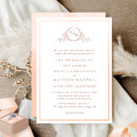 Formellt monogram Peach Watercolor Bröllop Inbjudningar<br><div class="desc">Förtjusar vänner och familj med den här inbjudan från elegant bröllop som visar bra hand plockade leafy botaniskt monogram med brud och brudgumms initialer. Frontinbjudan trimmade med tunna persikor- och korallnyger vattenfärgen ram, medan inbjudan med vacker vattenfärg tvättar i persikor, kräm, dammig orange och korallnyans. Ren och enkel fullt för...</div>