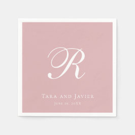 Formellt monogram Rosa dammig ros Elegant bröllop Pappersservett