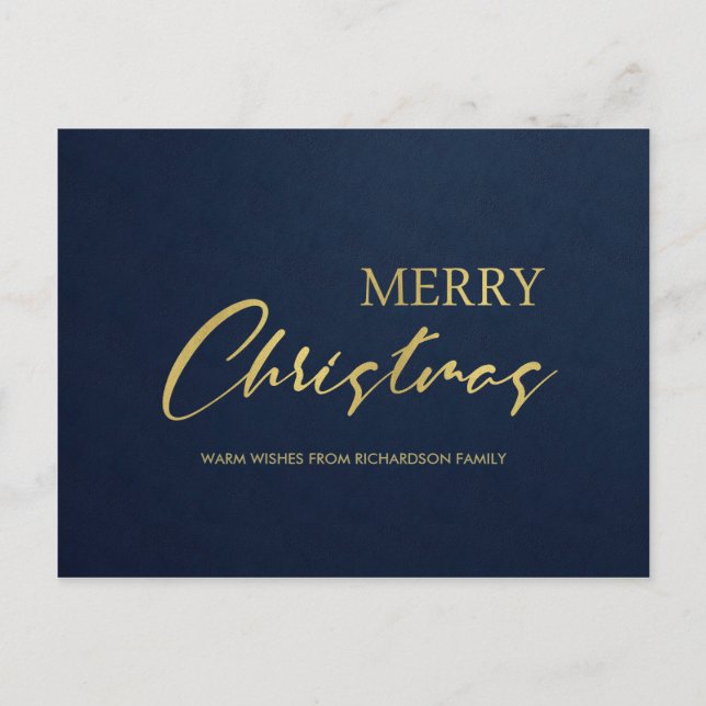 FORMELLT NAVY GULD VELVET MINIMAL GOD JUL HELG VYKORT (Framsida)