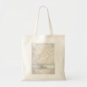 Formellt Pearl White Damask Wedding Favor Tygkasse