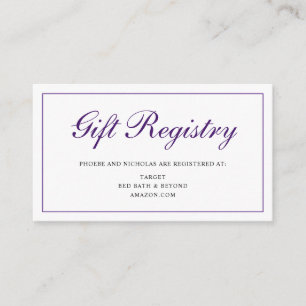 Formellt Royal Lila Bröllop Gift-register Tilläggskort