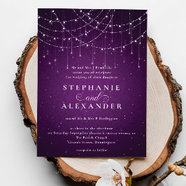 Formellt Royal Lila Elegant String Ljus Bröllop Inbjudningar