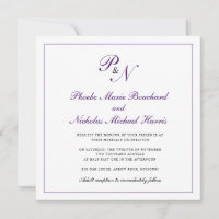 Formellt Royal Lila Monogram Square Bröllop