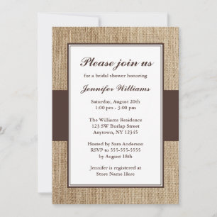 Formellt Rustic Burlap Brown-Möhippa Inbjudningar