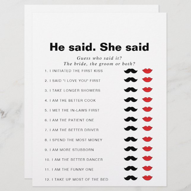 Formellt sa han att hon sa Möhippa Game (Fram/baksida)