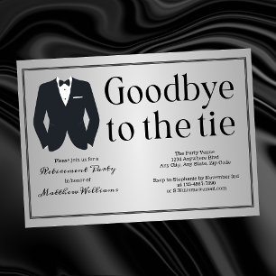 Formellt Silver Black Tie Tuxedo Pension Party Inbjudningar