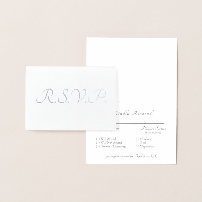 Formellt Silver Foil II Grått OSA Bröllop Folierat Kort (Display)