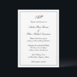 Formellt skript, svart, vit Elegant bröllop Inbjudningar<br><div class="desc">Den traditionella inbjudan till stil-bröllop som innehåller en enkel design i klassiskt svartvitt med ditt monogram överst tillsammans med dina bröllop-detaljer i ett skript för elegant omgivet av gräns. Färg kan ändras till valfritt färg genom att klicka på knappen "anpassa". Denna bröllopsinbjudan med en tidlös utformning är perfekt för ett...</div>