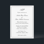 Formellt skript, svart, vit Elegant bröllop Inbjudningar<br><div class="desc">Den traditionella inbjudan till stil-bröllop som innehåller en enkel design i klassiskt svartvitt med ditt monogram överst tillsammans med dina bröllop-detaljer i ett skript för elegant omgivet av gräns. Färg kan ändras till valfritt färg genom att klicka på knappen "anpassa". Denna bröllopsinbjudan med en tidlös utformning är perfekt för ett...</div>