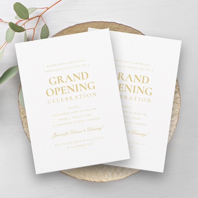 Formellt stort öppnande av Guld & Black Inbjudningar (Formal Corporate Grand Opening Gold & Black Invitation)