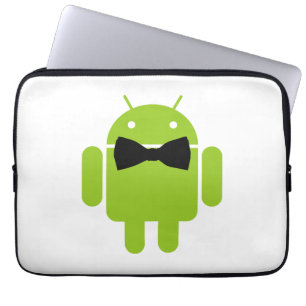 Formellt svart bladet Android Robot Laptop Sleeve
