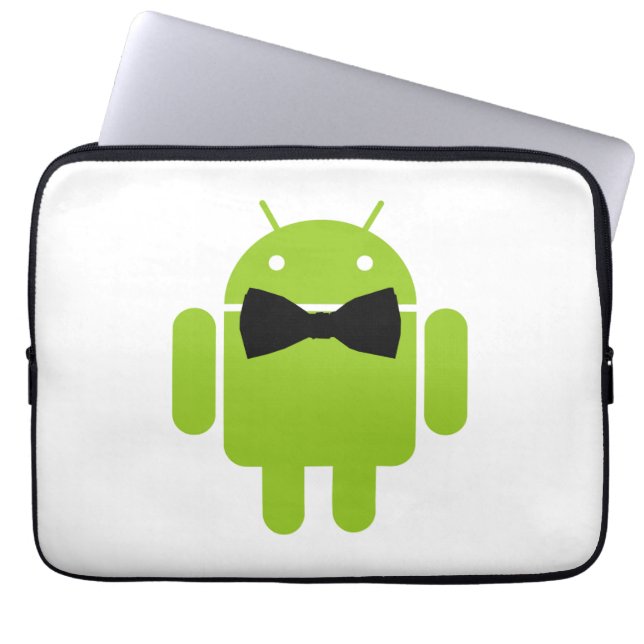 Formellt svart bladet Android Robot Laptop Sleeve (Framsidan)