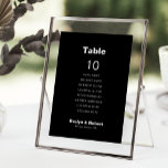 Formellt svart Bord 10-sitsdiagram Bröllop Inbjudningar<br><div class="desc">Det här formella säteskortet för svart bröllop 10 är perfekt för ett orustiskt bröllop. Utformningen har ett vackert teckensnitt i svart bakgrund för att försköna evenemanget. Kortet skrivs ut verso (dubbla sided).</div>