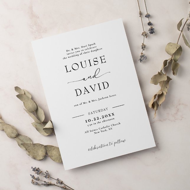 Formellt svart och vitt bröllop inbjudningar (Skapare uppladdad)