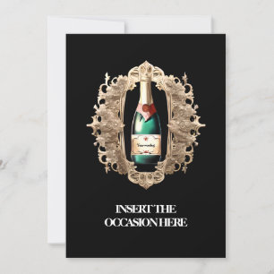 Formellt svartvit mousserande vin-etikett chic par inbjudningar