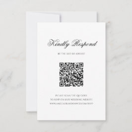 Formellt svartvitt QR-kod Monogram Wedding OSA Kort