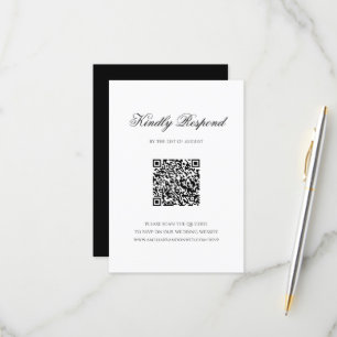Formellt svartvitt QR-kod Monogram Wedding OSA Kort