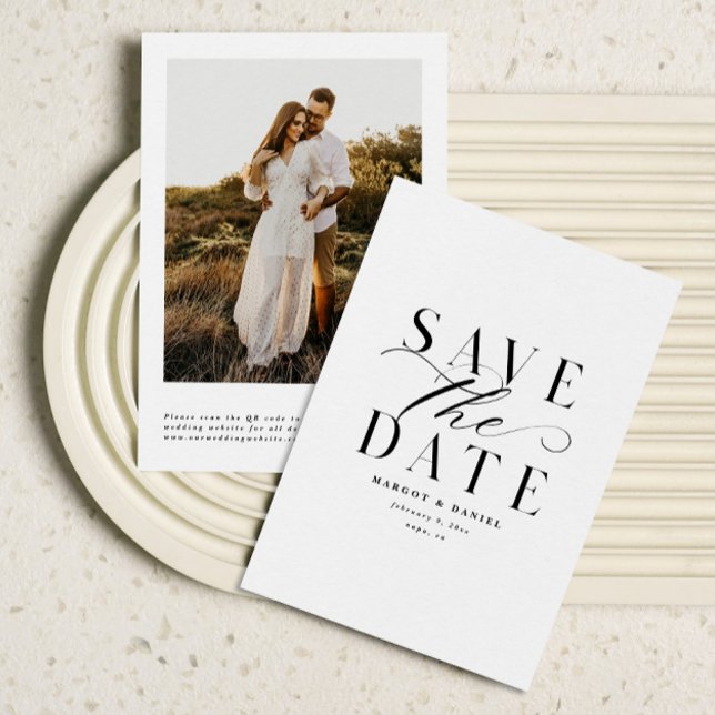 Formellt svartvitt - Spara datum QR-kod Spara Datumet (Skapare uppladdad)