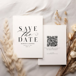Formellt svartvitt Spara datum utan foto QR Datumet