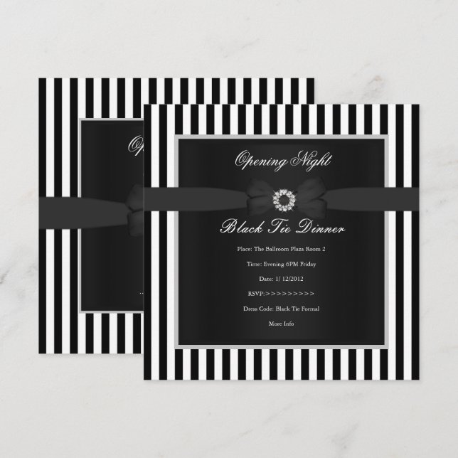 Formellt svartvitt, svart, svart, vit, Rand Inbjudningar (Fram/baksida)