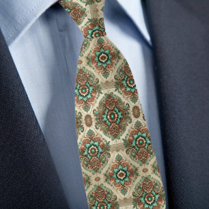 Formellt traditionell Cream-kopparturkos Mönster Slips