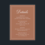Formellt traditionell Terracotta Elegant bröllop Tilläggskort<br><div class="desc">Det traditionella höljet stil terracotta/bränd orange/bröllop i rost färgad med en enkel utformning med "Detaljer" i elegantens kalligrafi inuti ett tunt gräns. Med mallen kan du  viktig information om din speciella dag. Den här klassiska designen är perfekt för ett formellt bröllop.</div>