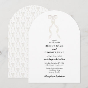 Formellt vit duk Ribbon Elegant bröllop Arch Inbjudningar