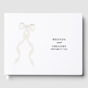 Formellt vitt fält Ribbon Elegant bröllop Gästböcker