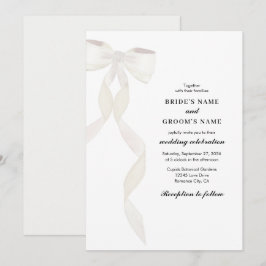 Formellt vitt fält Ribbon Elegant bröllop Inbjudningar