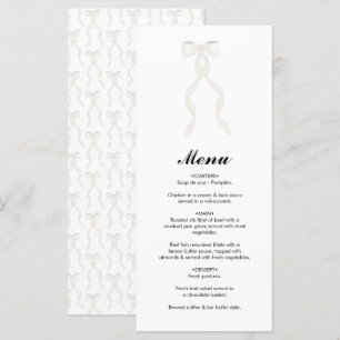 Formellt vitt fält Ribbon Elegant bröllop Meny