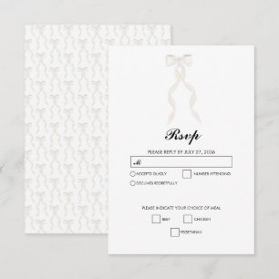 Formellt vitt fält Ribbon Elegant bröllop OSA Kort