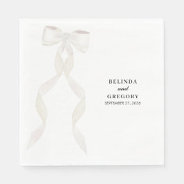 Formellt vitt fält Ribbon Elegant bröllop Pappersservett