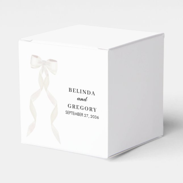 Formellt vitt fält Ribbon Elegant bröllop Presentaskar (Framsidan Sidan)